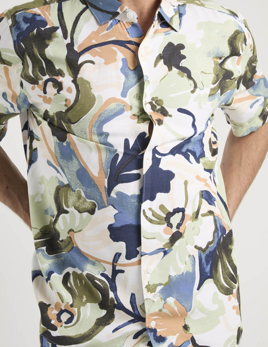 "camisa/sobrecamisa" casual "de" (si aplica) viscosa "manga" corta "para hombre" 5