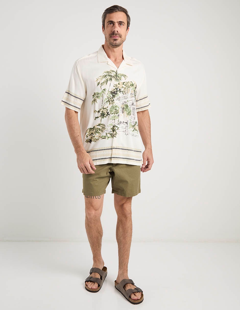 "camisa/sobrecamisa" casual "de" (si aplica) viscosa "manga" corta "para hombre" 2