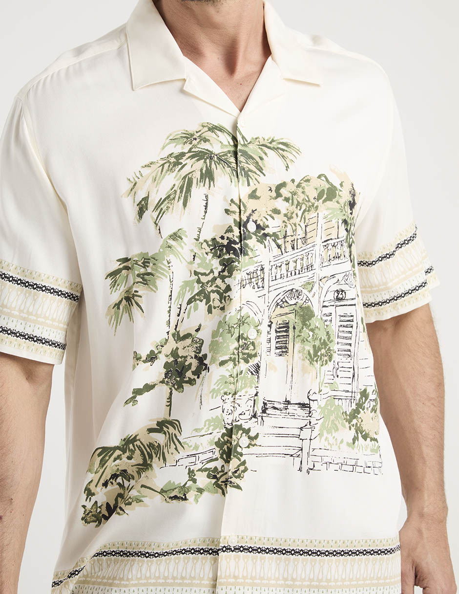 "camisa/sobrecamisa" casual "de" (si aplica) viscosa "manga" corta "para hombre" 4