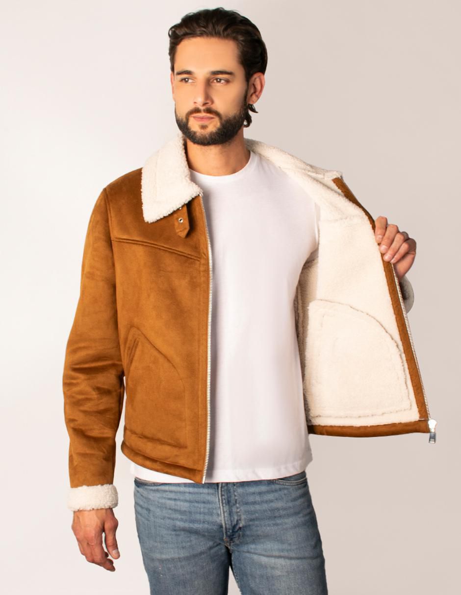 Chamarra casual cuello a contraste para hombre 2