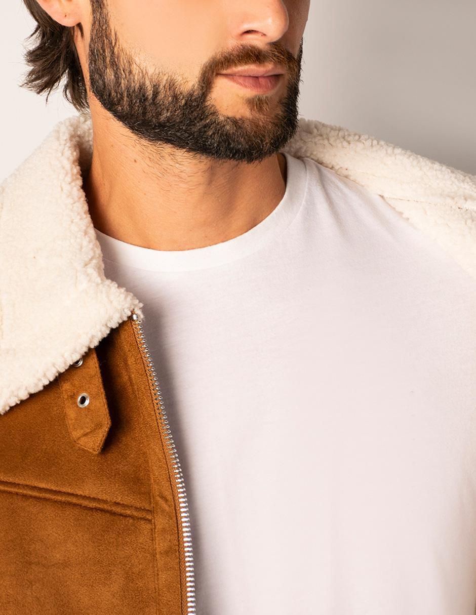 Chamarra casual cuello a contraste para hombre 3