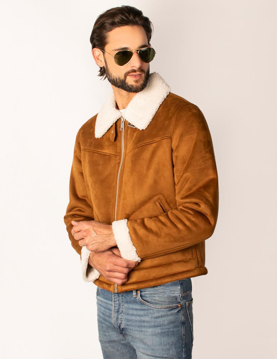 Chamarra casual cuello a contraste para hombre 4