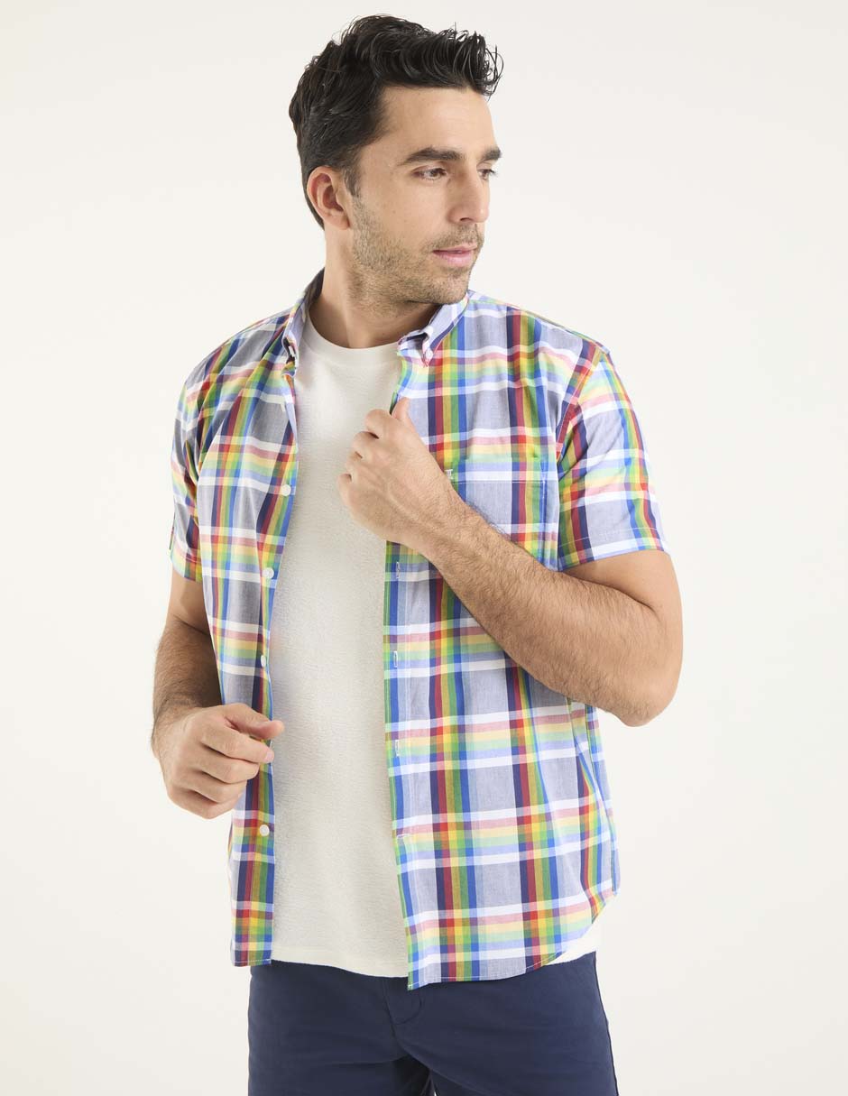 Camisa casual de algodón manga corta para hombre
