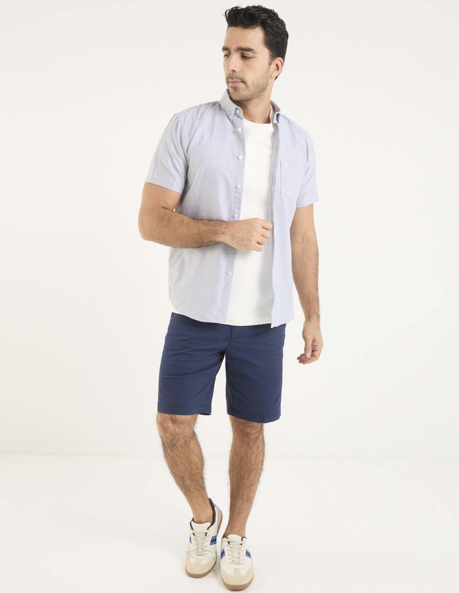Sobrecamisa casual de algodón manga corta para hombre 3