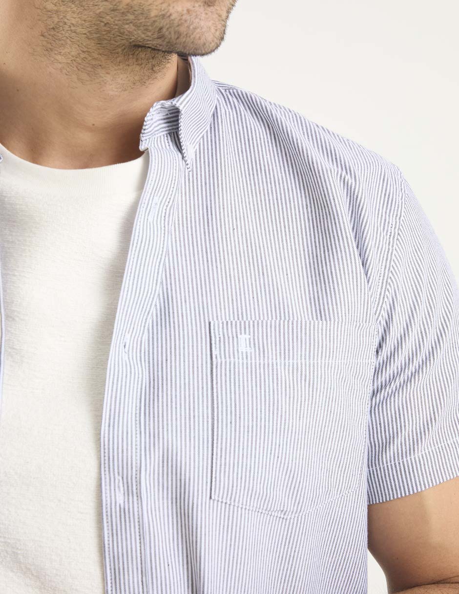Sobrecamisa casual de algodón manga corta para hombre 4