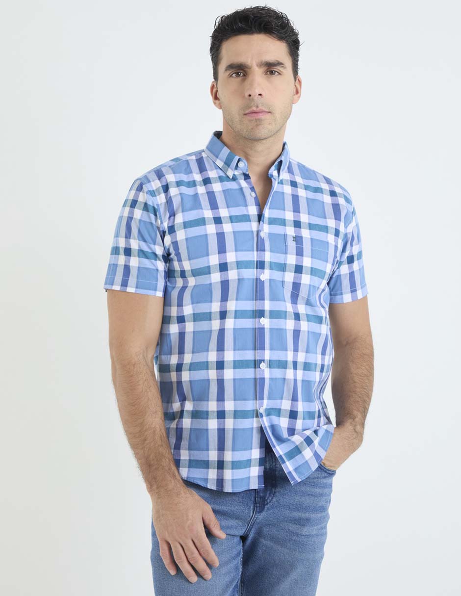 Camisa casual de algodón manga corta para hombre