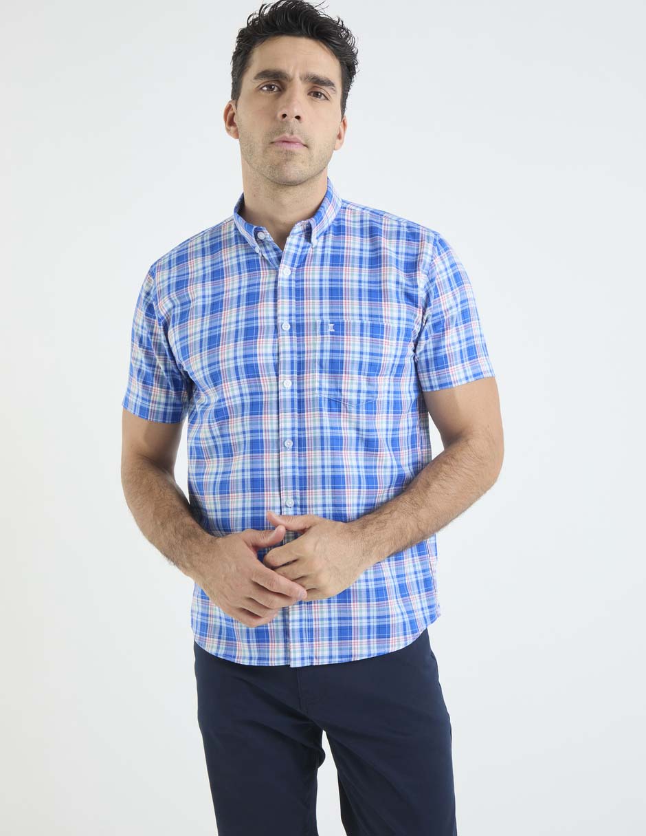 Camisa casual de algodón manga corta para hombre