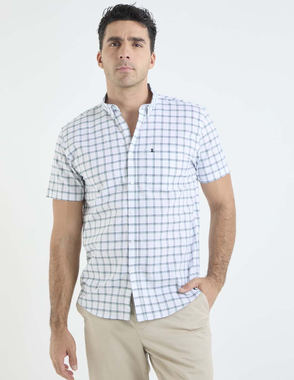 Camisa casual de algodón manga corta para hombre