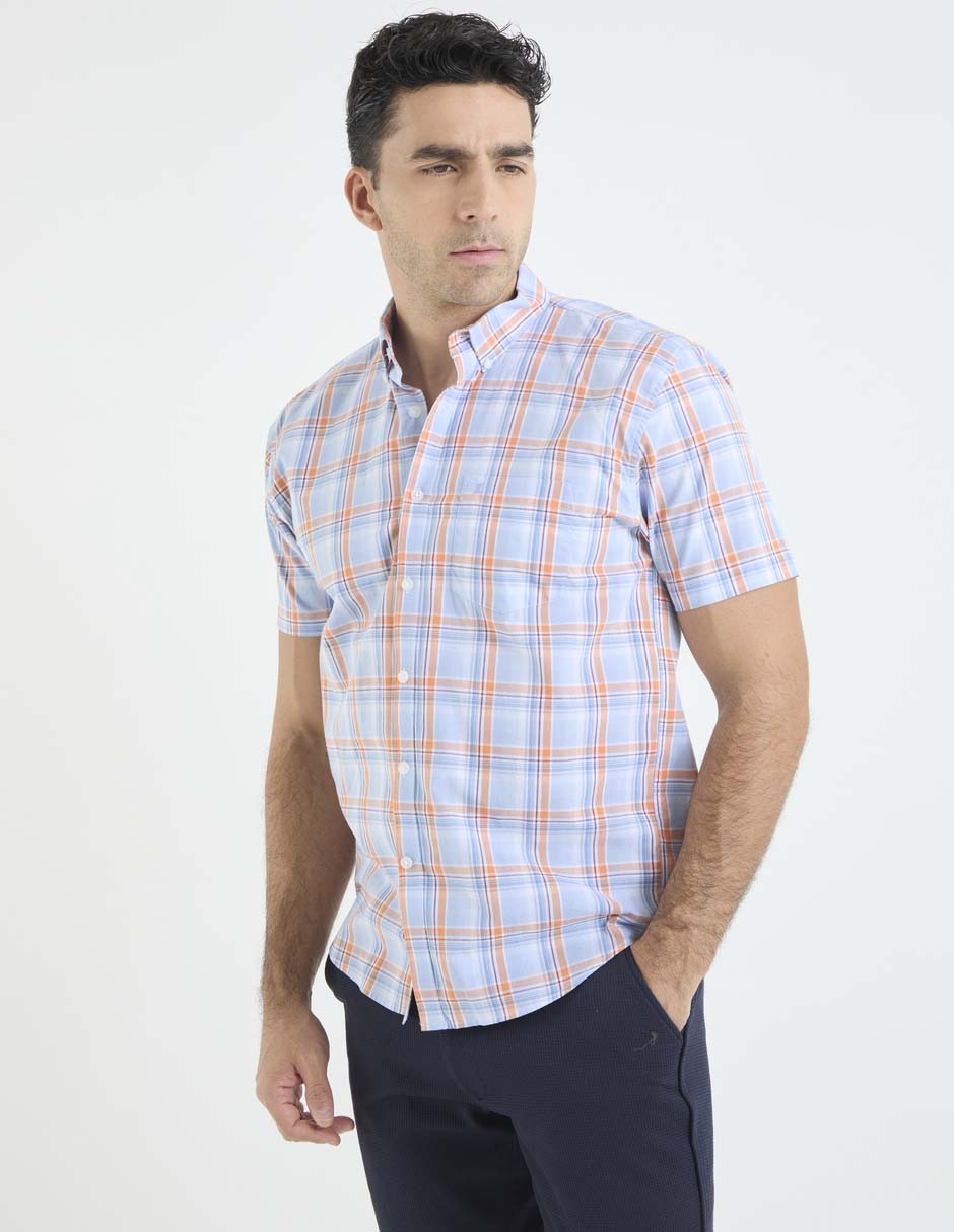 Camisa casual de algodón manga corta para hombre