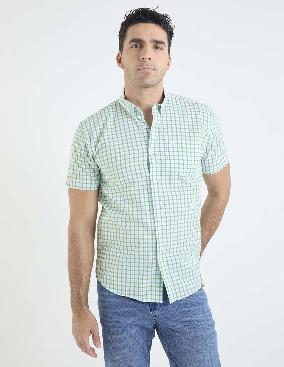 Camisa casual de algodón manga corta para hombre