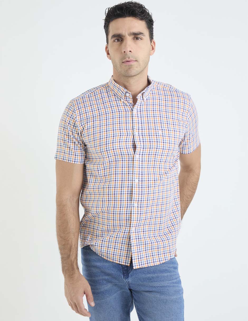 Camisa casual de algodón manga corta para hombre