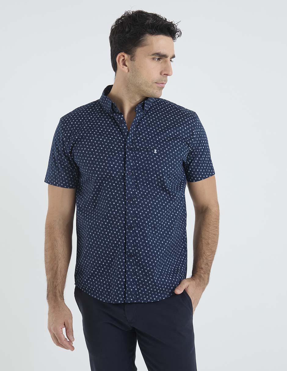 Camisa casual de algodón manga corta para hombre