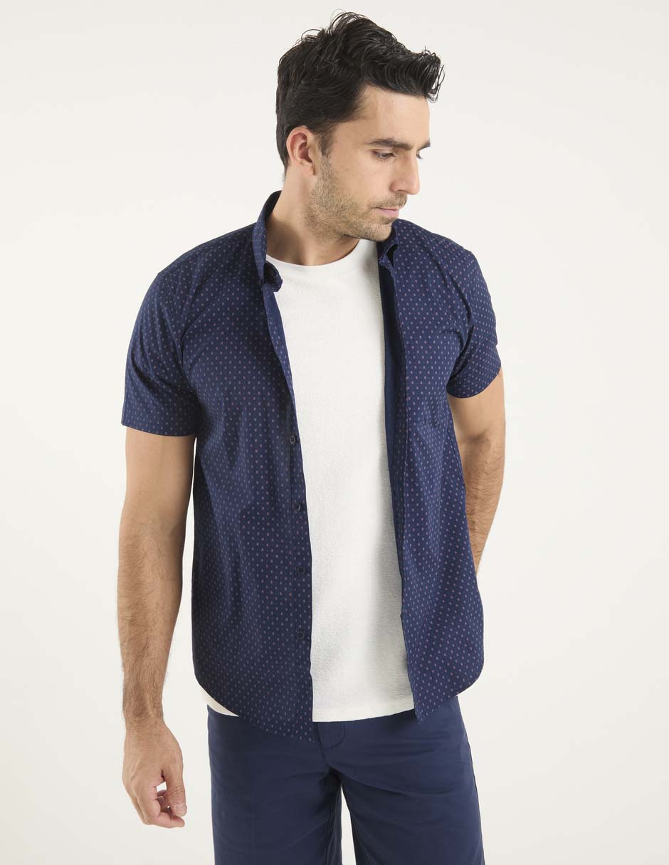 Sobrecamisa casual algodón manga corta para hombre