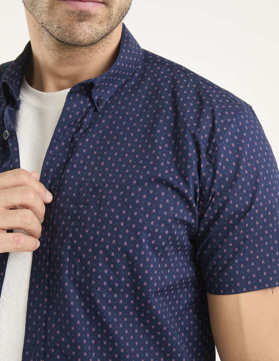 Sobrecamisa casual algodón manga corta para hombre 4