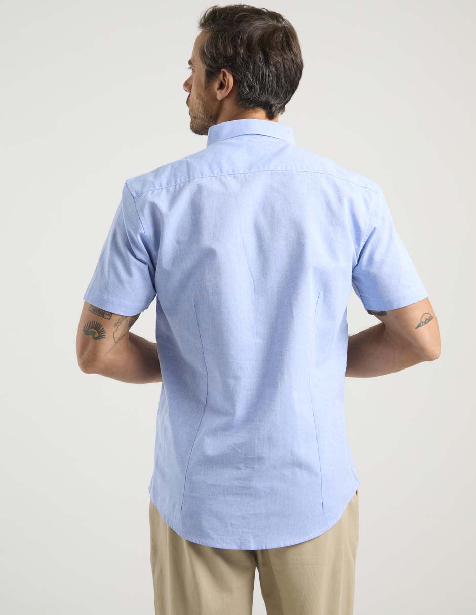 Camisa casual de algodón manga corta para hombre 6