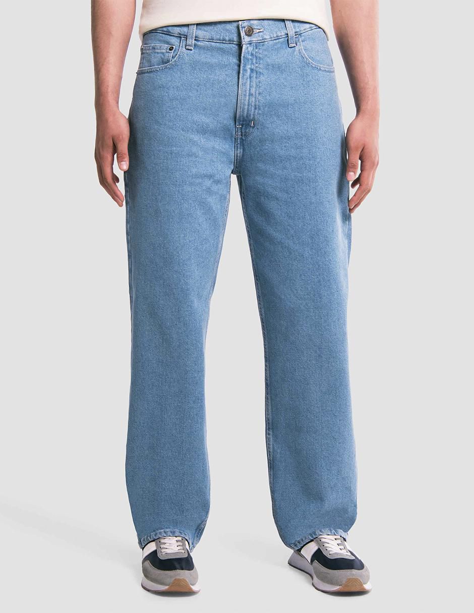 Jeans relaxed baggy lavado bleach para hombre