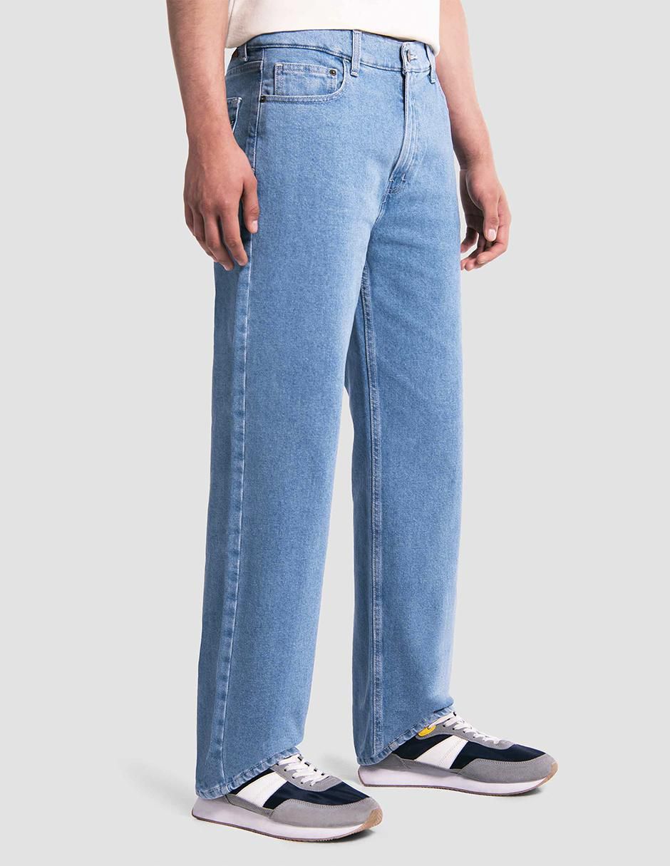 Jeans relaxed baggy lavado bleach para hombre 2