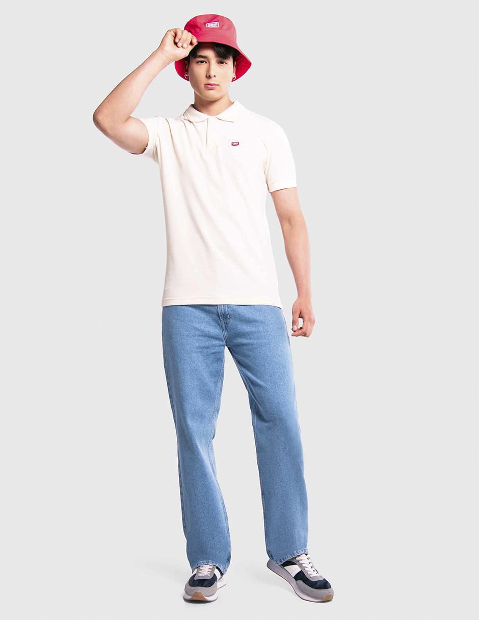 Jeans relaxed baggy lavado bleach para hombre 6