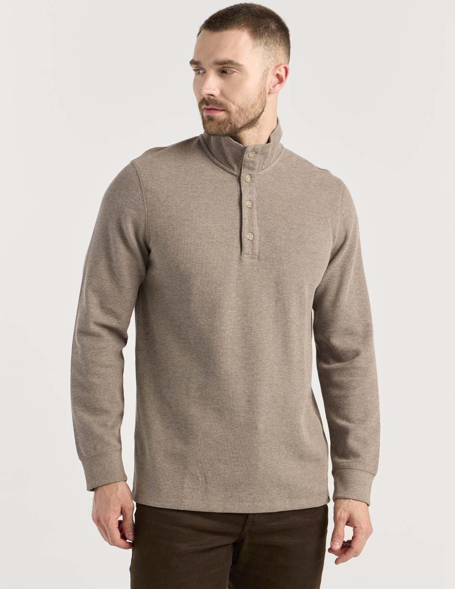 Suéter cuello con botón para hombre