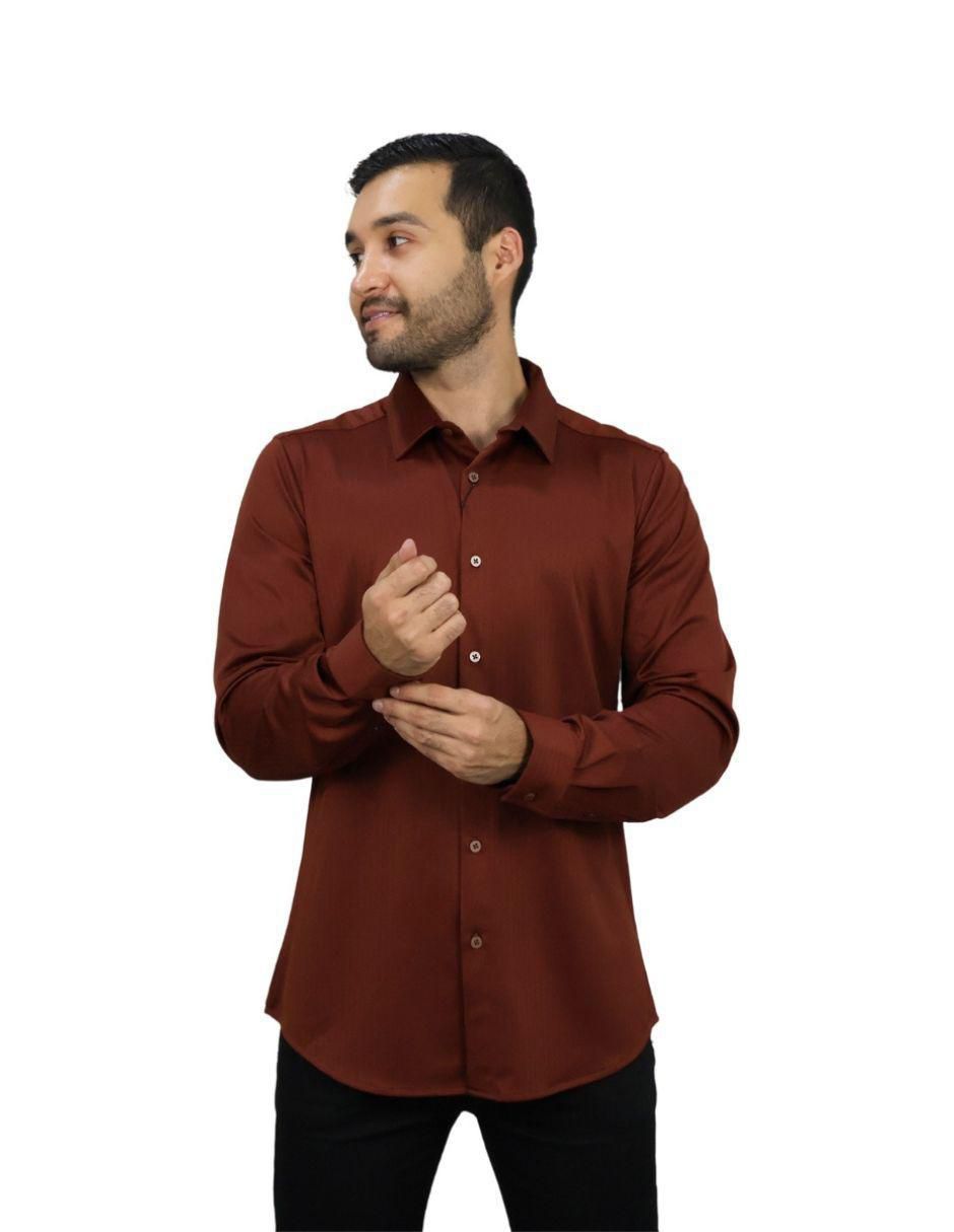 Camisa de vestir de nylon manga larga para hombre 2