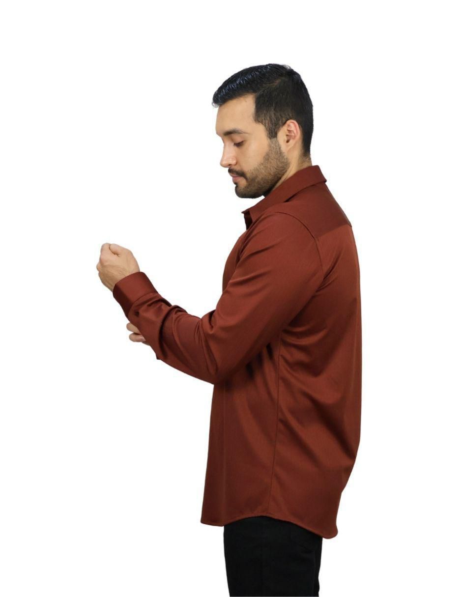 Camisa de vestir de nylon manga larga para hombre 4