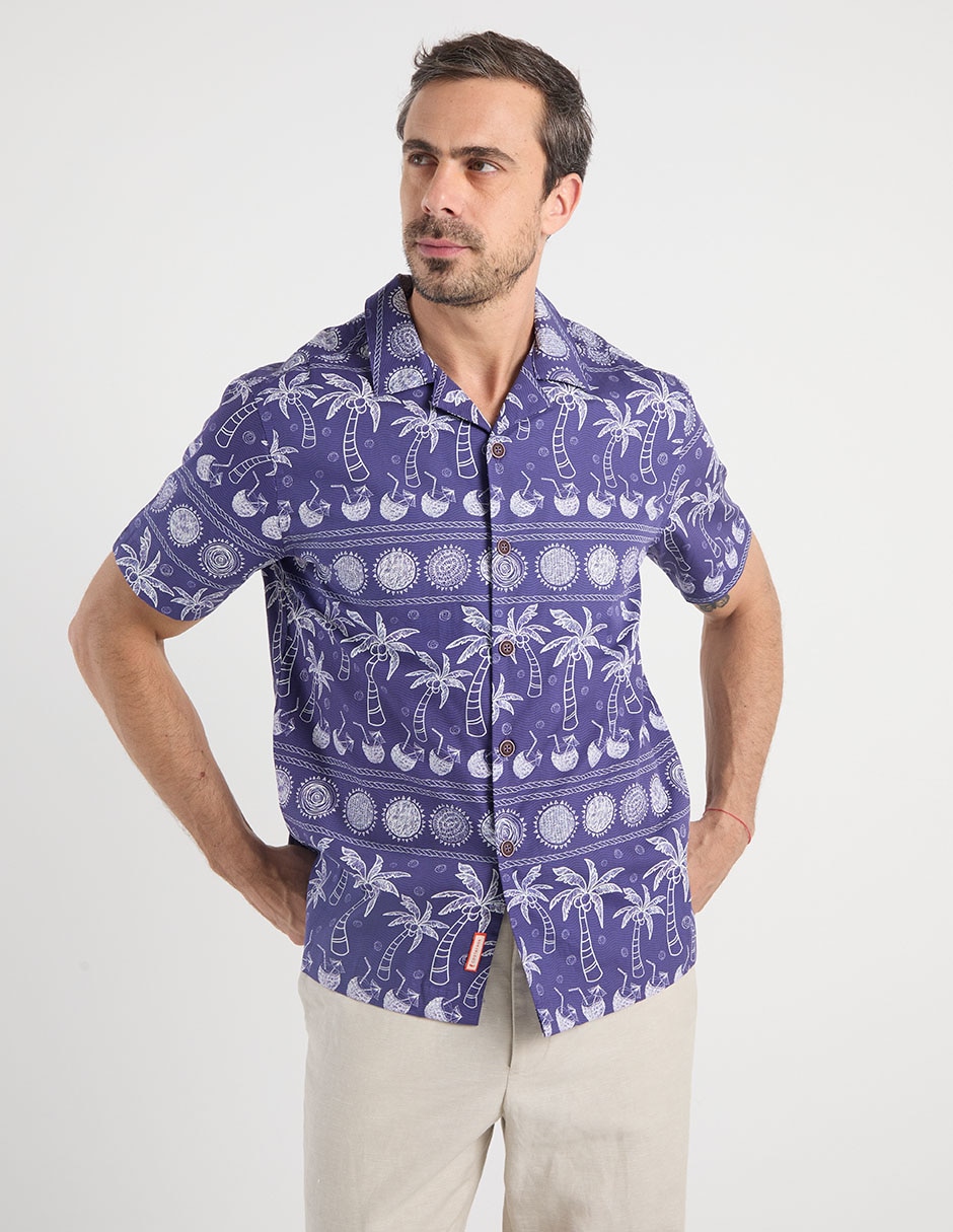 Camisa casual de algodón manga corta para hombre