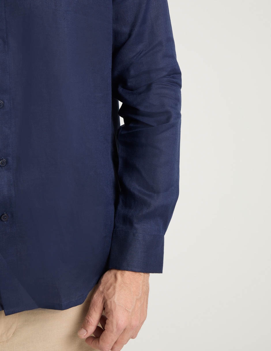 Camisa de vestir de lino manga larga para hombre 5