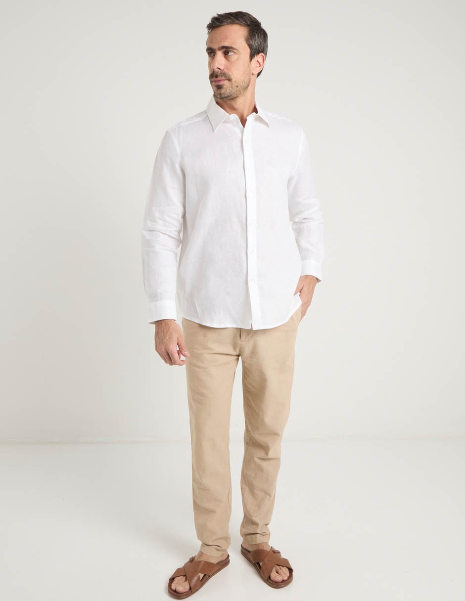 Camisa de vestir de lino manga larga para hombre 3