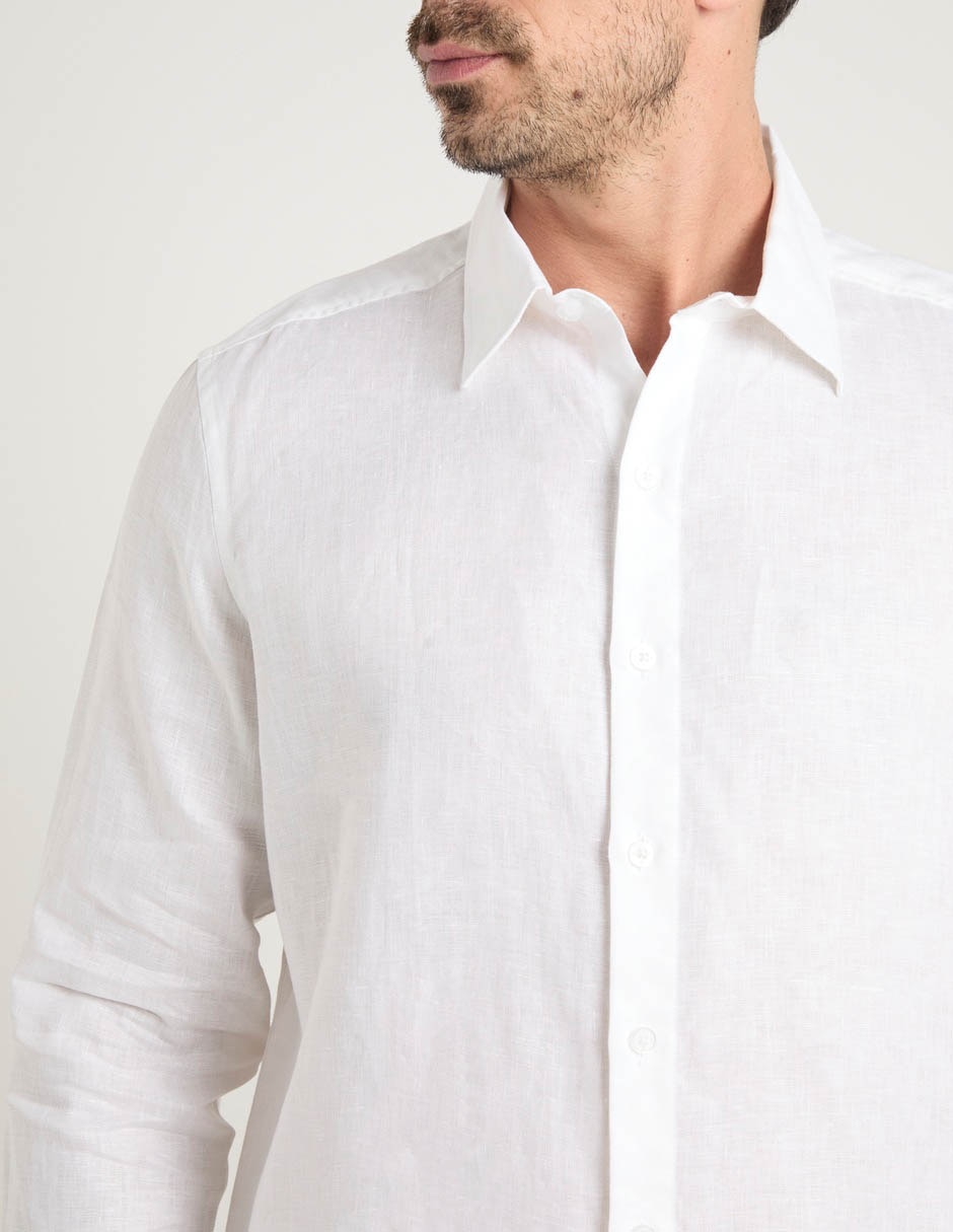 Camisa de vestir de lino manga larga para hombre 4