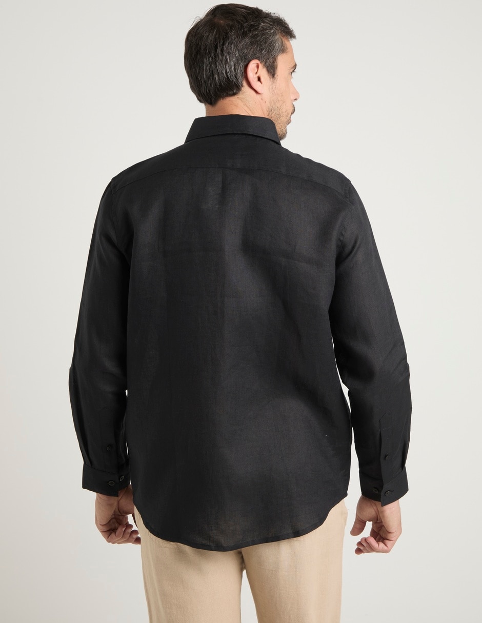 Camisa de vestir de lino manga larga para hombre 6