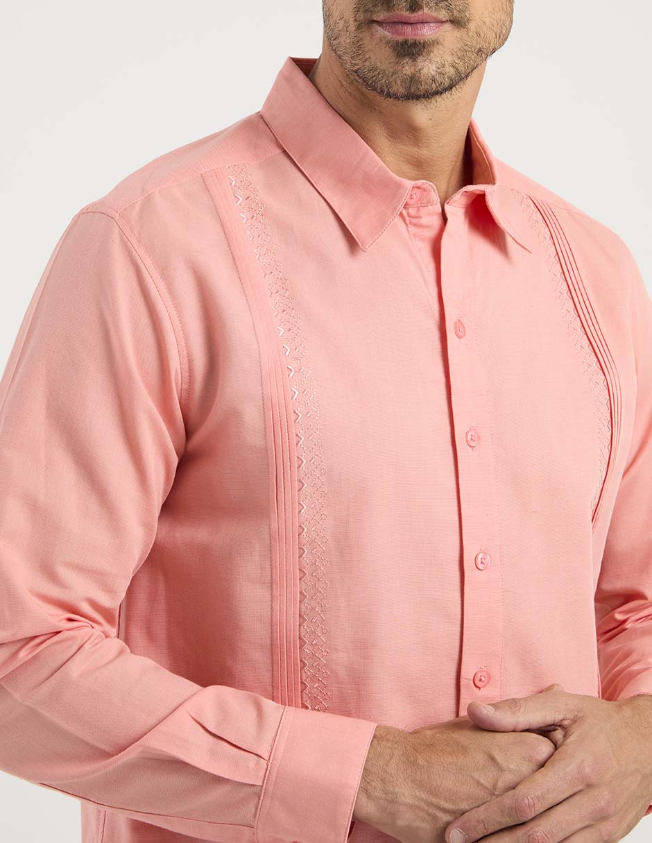 Guayabera manga larga para hombre 4