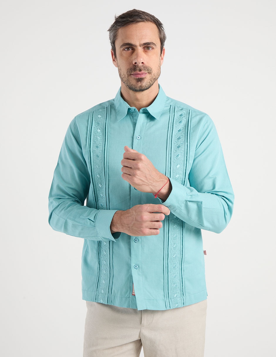Guayabera manga larga para hombre 2