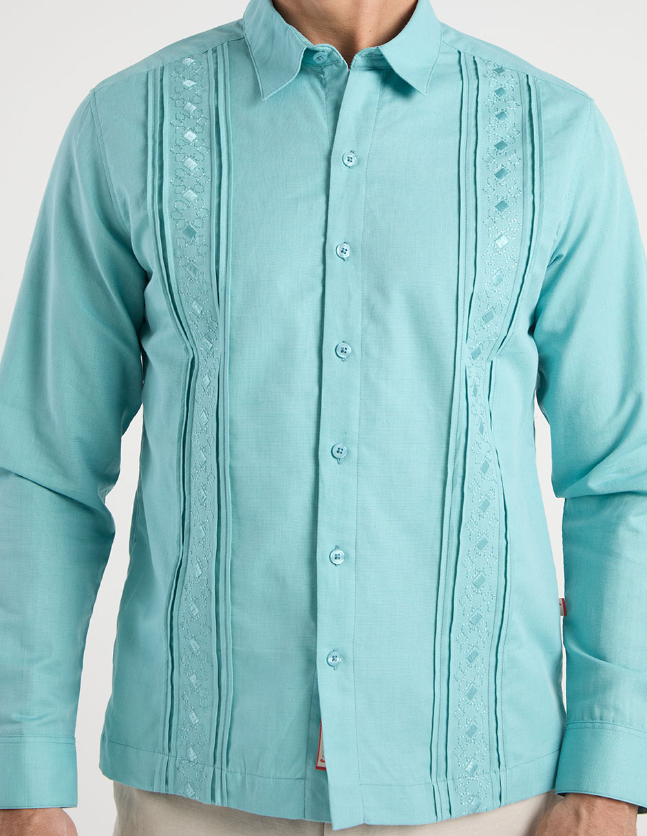 Guayabera manga larga para hombre 4
