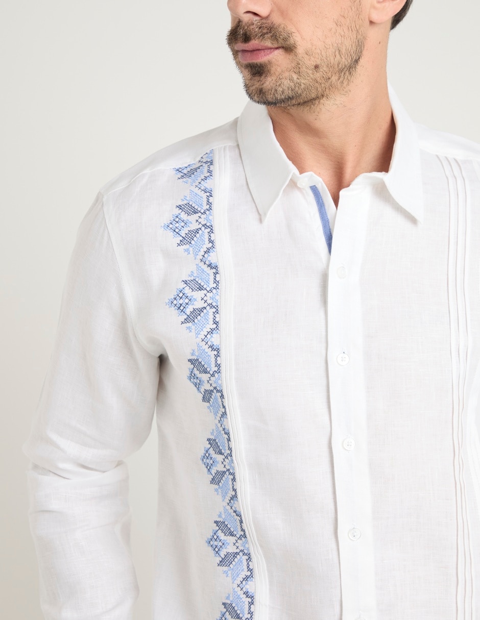 Guayabera manga larga para hombre 4