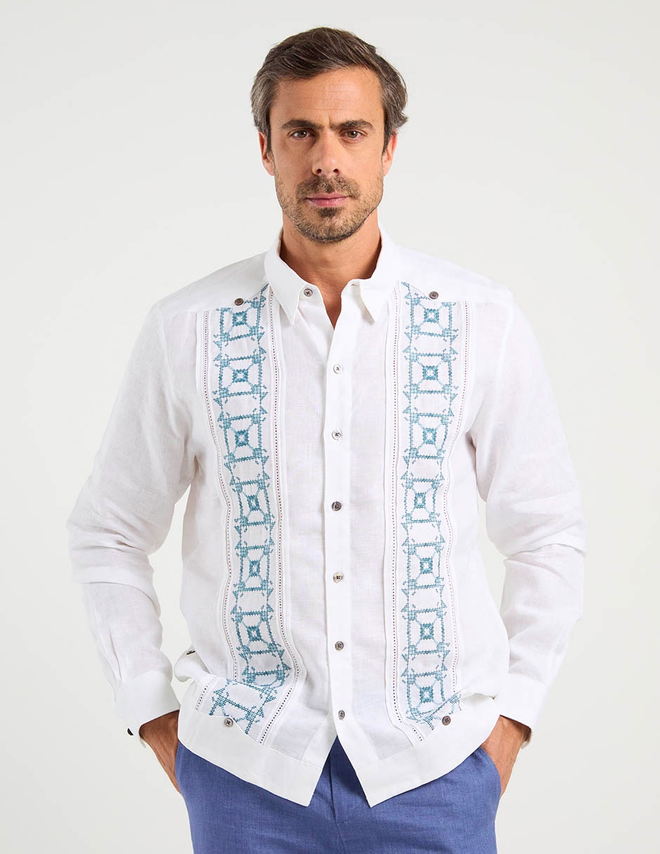Guayabera manga larga para hombre