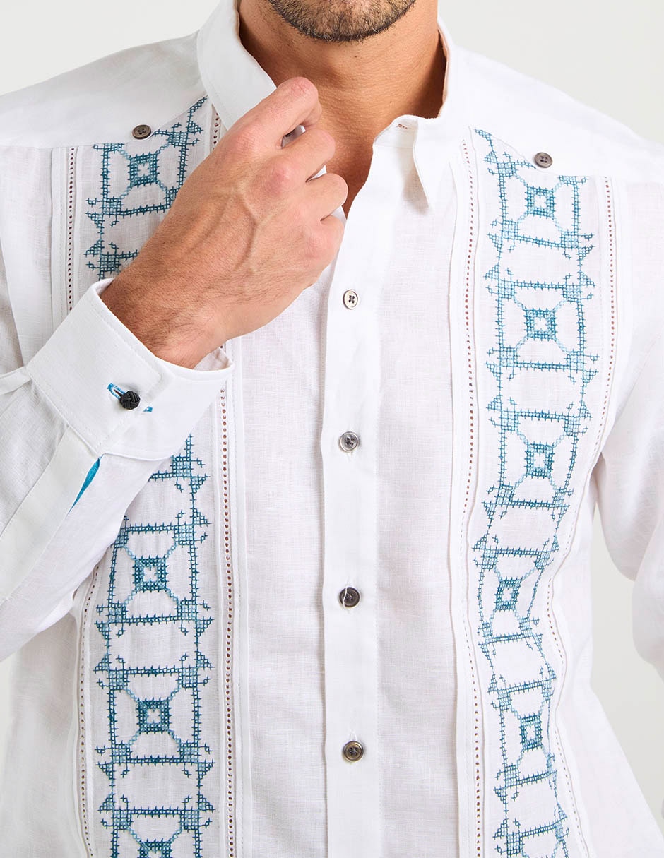 Guayabera manga larga para hombre 4