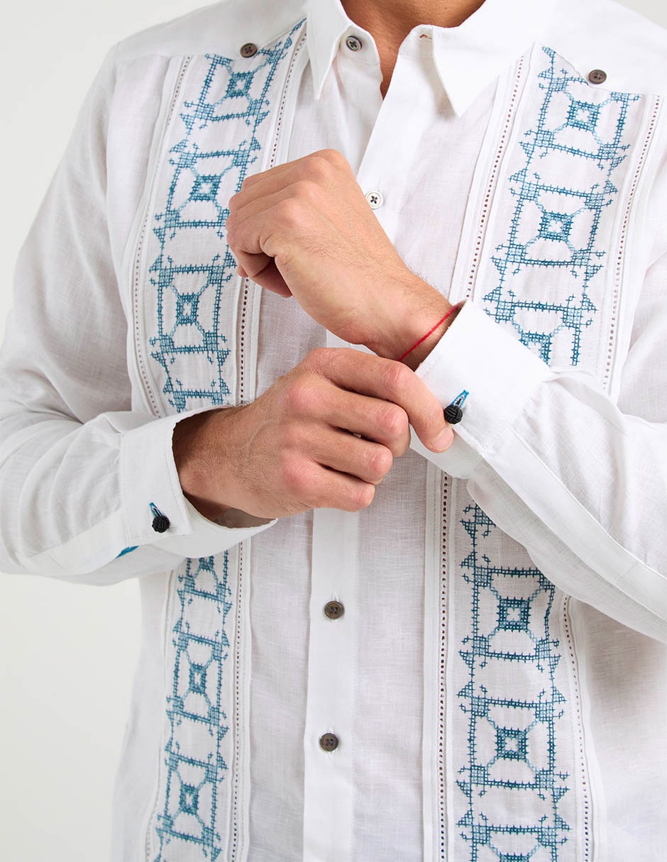 Guayabera manga larga para hombre 5