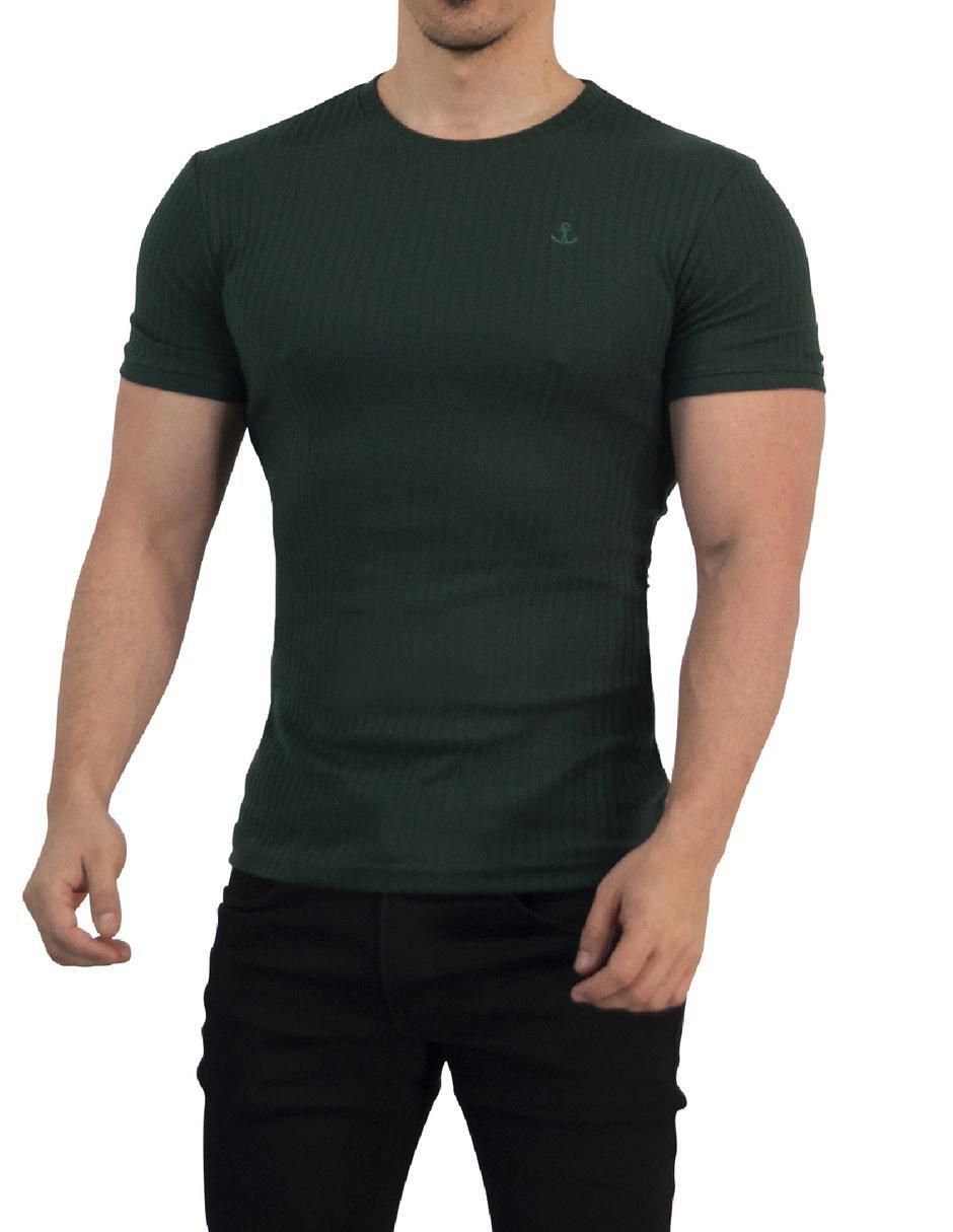 Playera ribbed cuello redondo para hombre 2