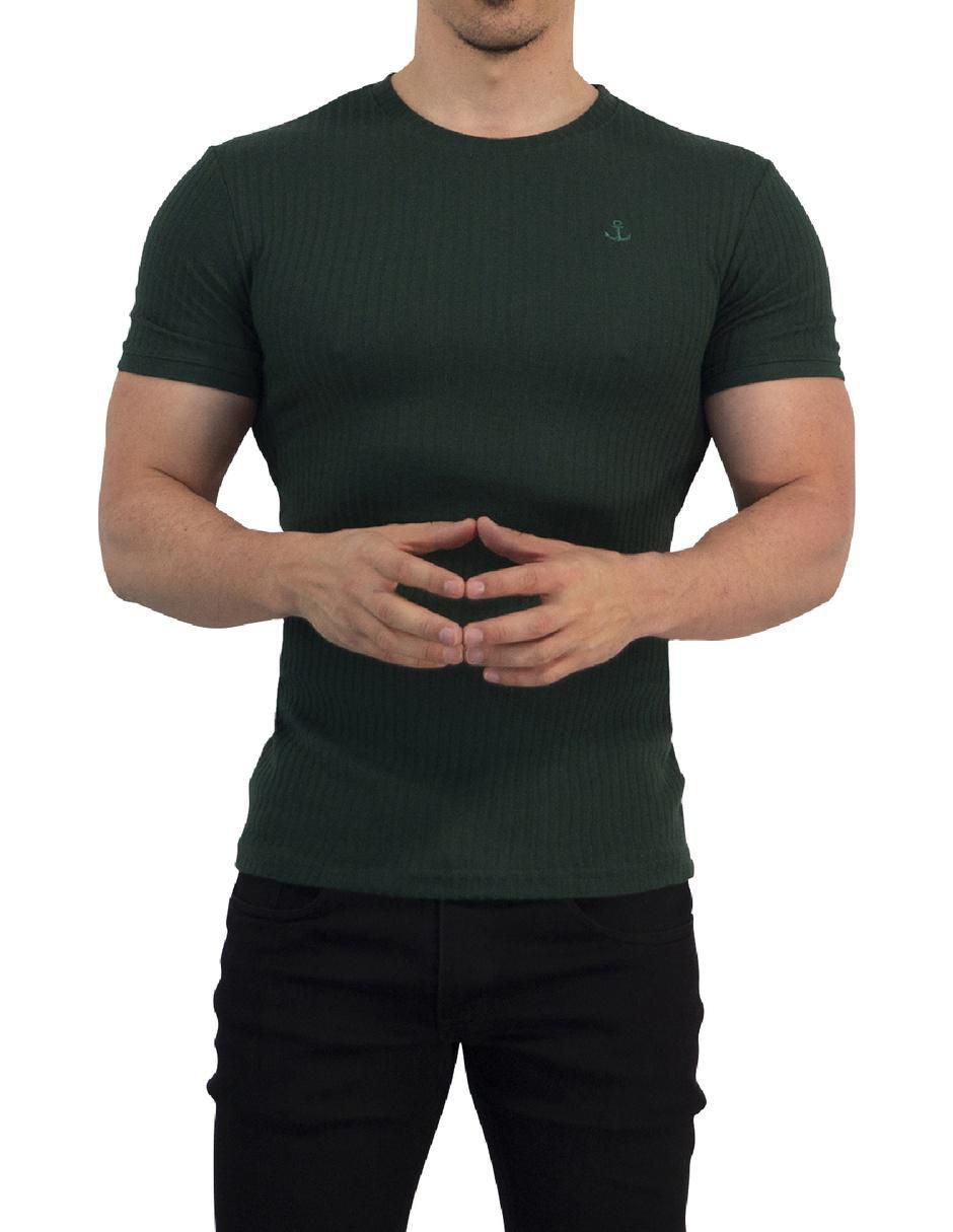 Playera ribbed cuello redondo para hombre 5
