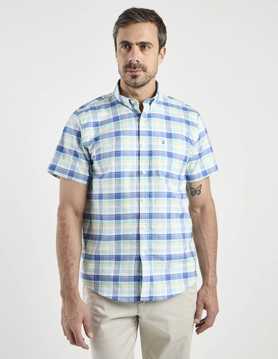 Camisa casual de algodón manga corta para hombre