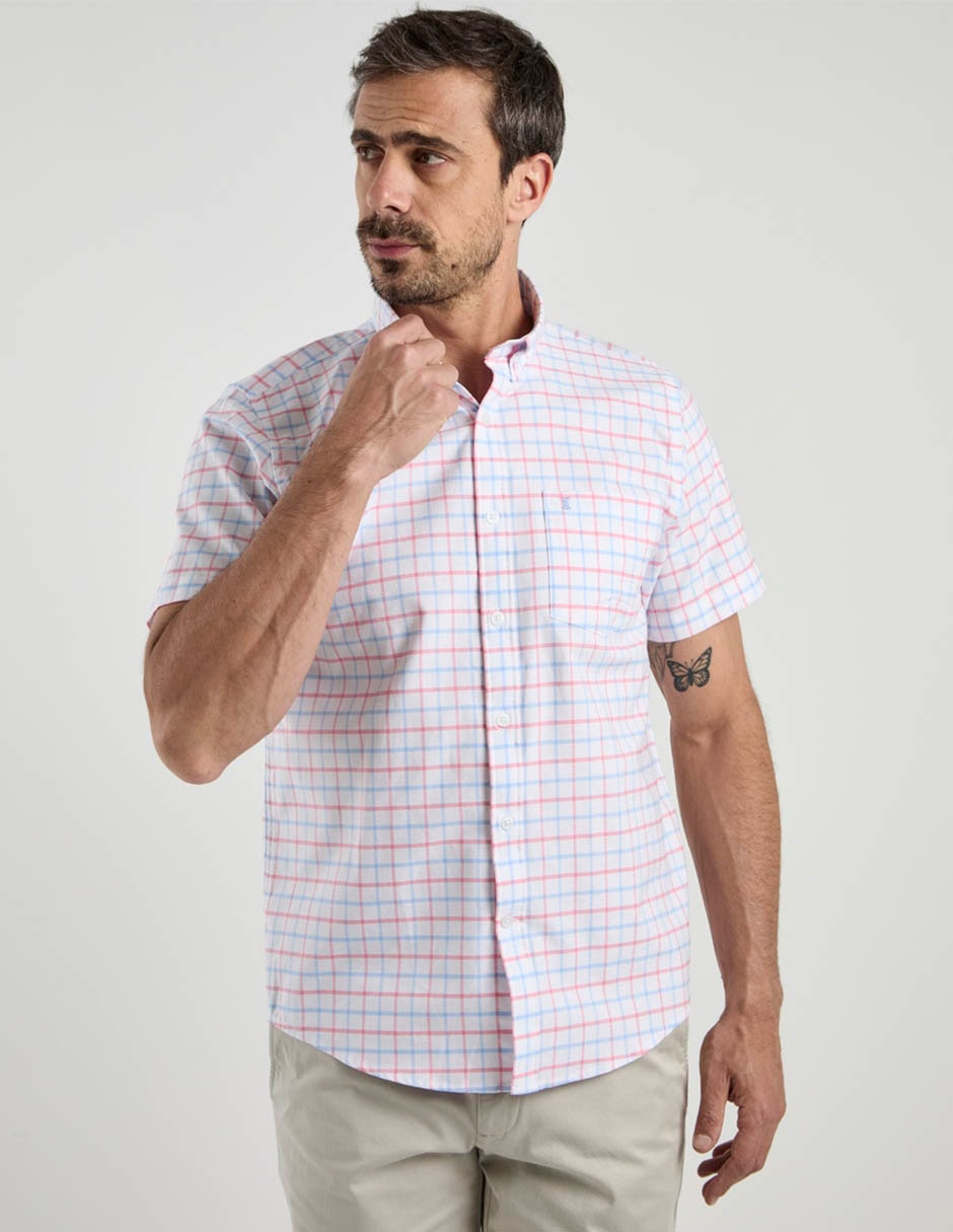 Camisa casual de algodón manga corta para hombre