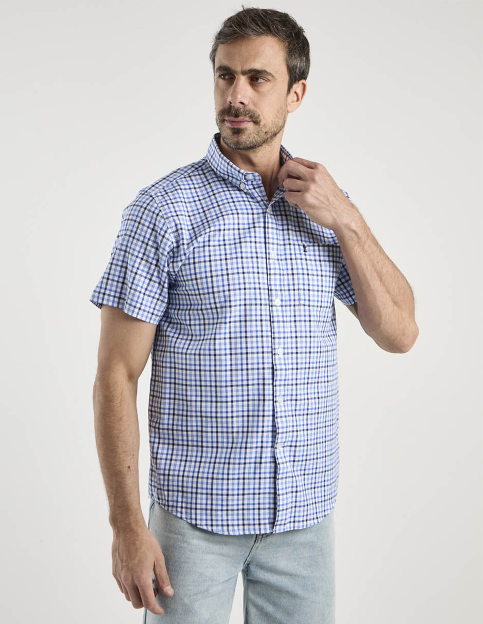 Camisa casual de algodón manga corta para hombre