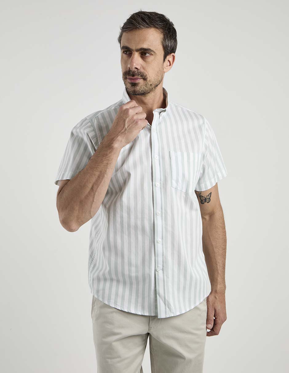 Camisa casual de algodón manga corta para hombre