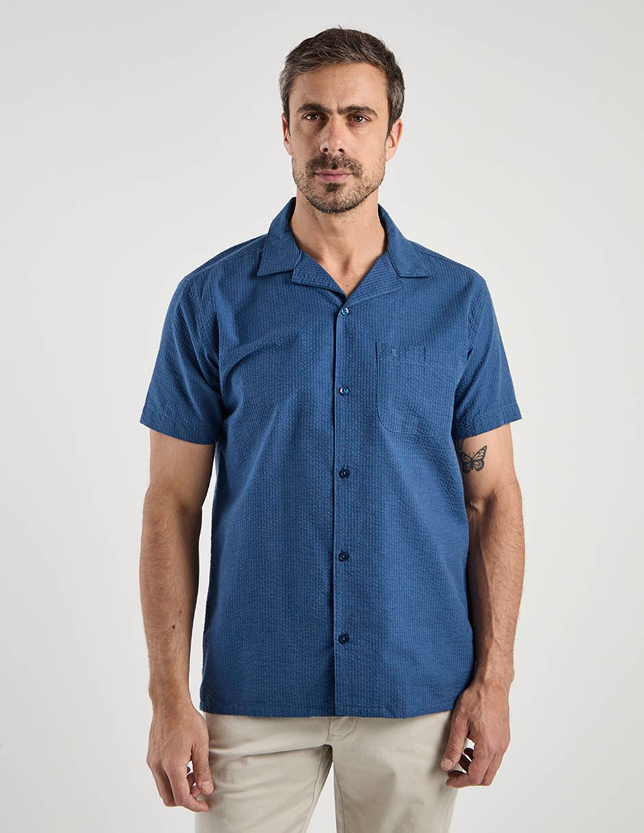 Camisa casual de algodón manga corta para hombre