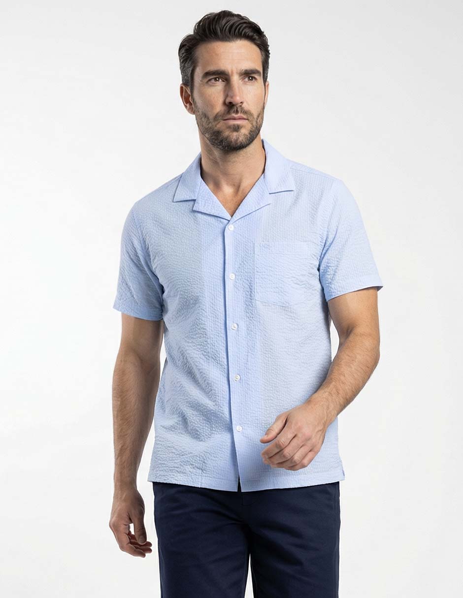 Camisa casual de algodón manga corta para hombre