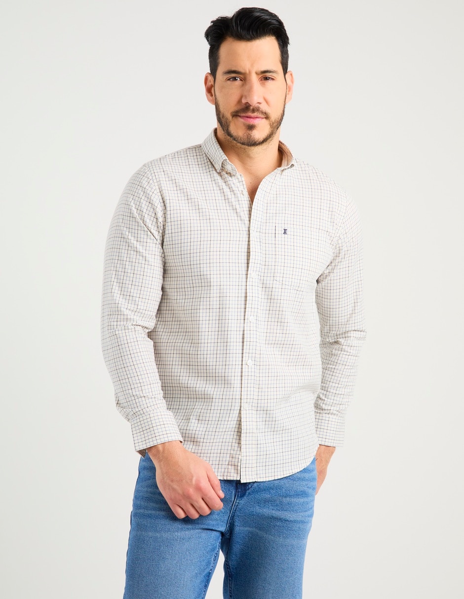 Camisa casual algodón manga larga para hombre