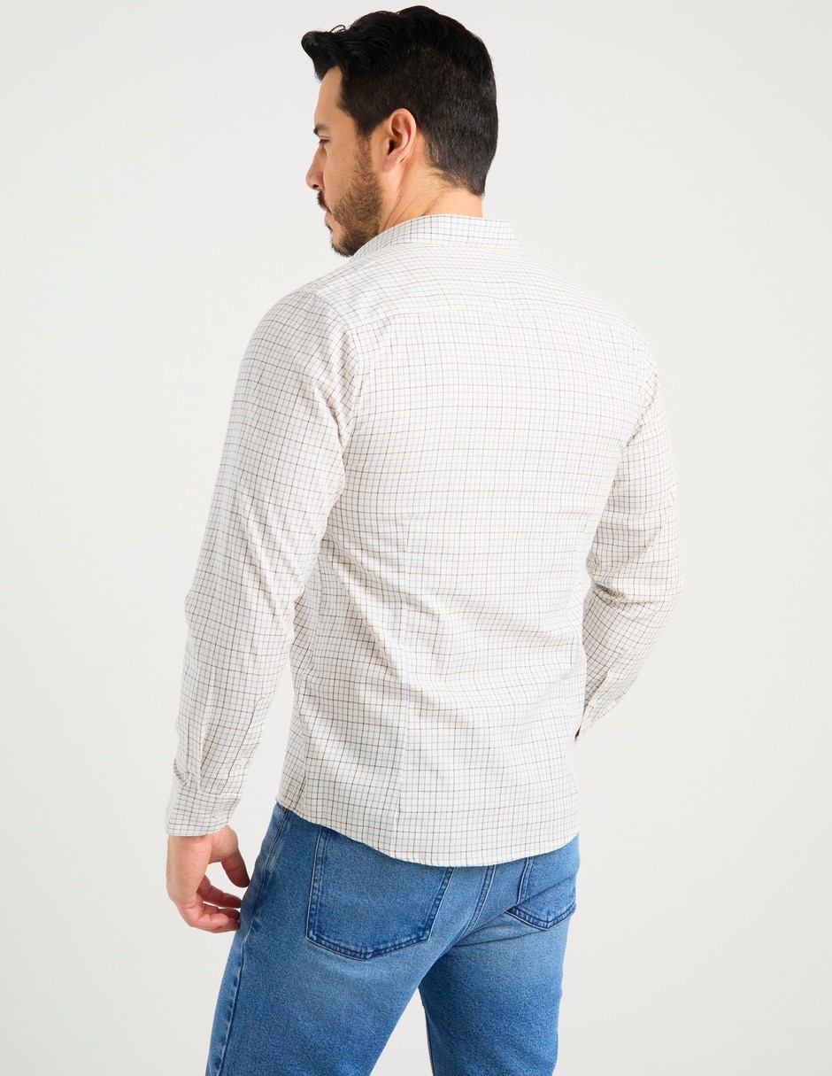 Camisa casual algodón manga larga para hombre 6