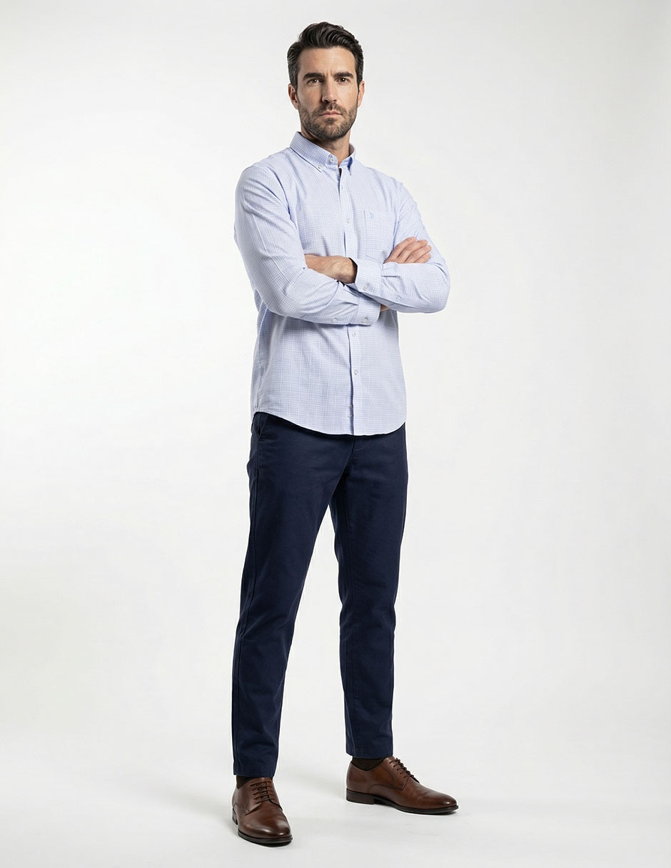 Camisa casual de algodón manga larga para hombre 8