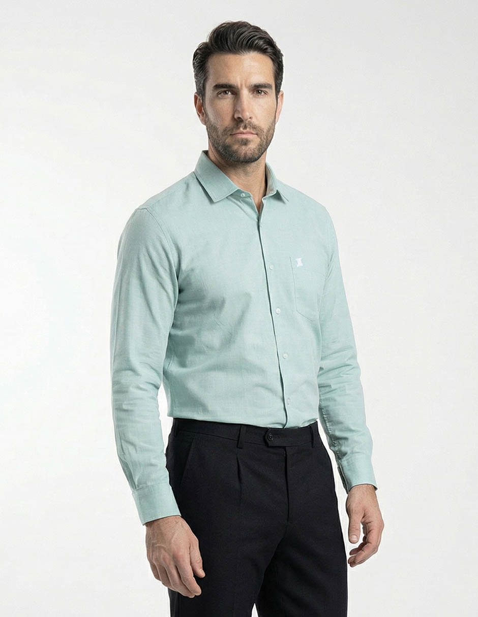 Camisa casual de algodón manga larga para hombre Camisa casual de algodón manga larga para hombre