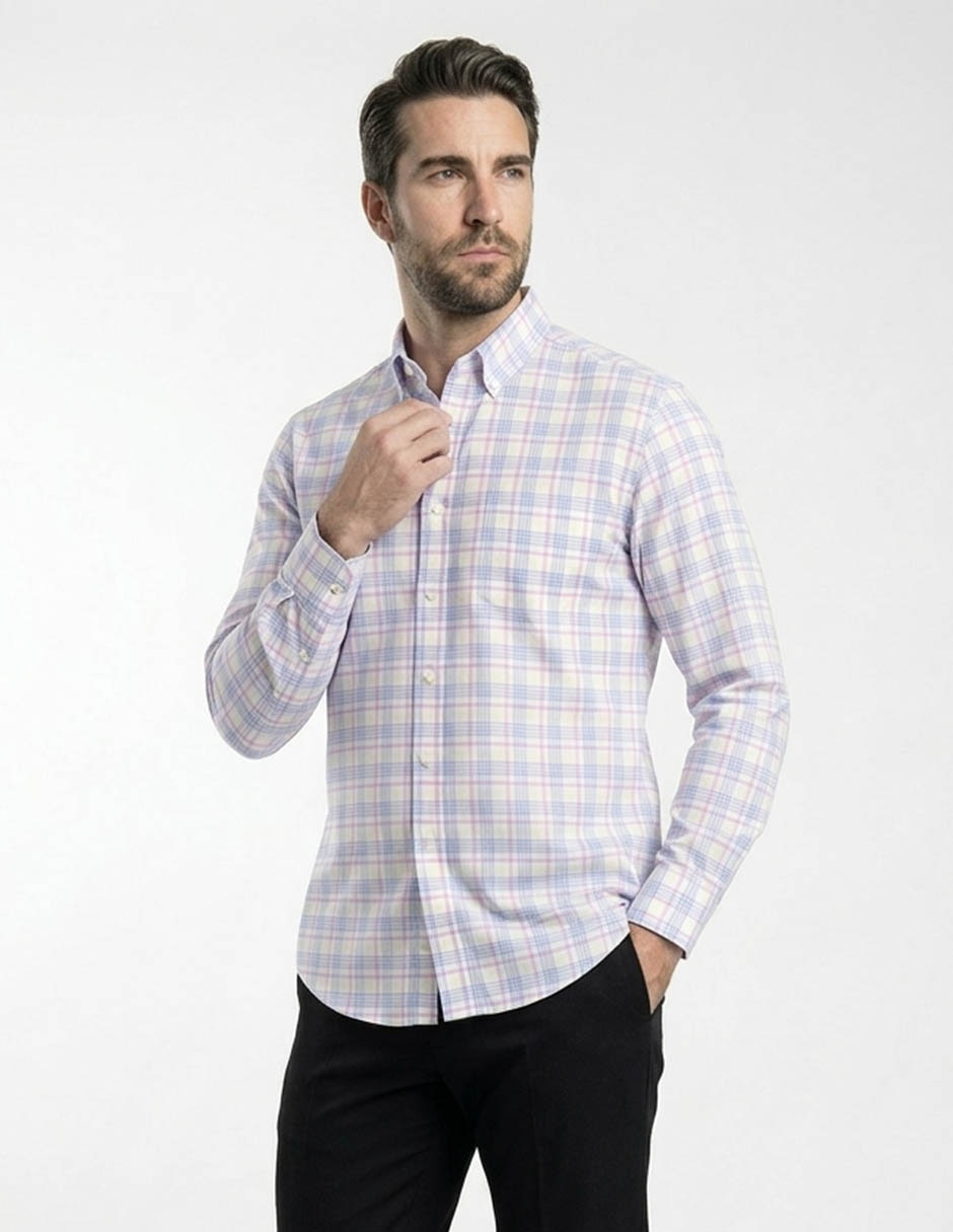 Camisa casual de algodón manga larga para hombre